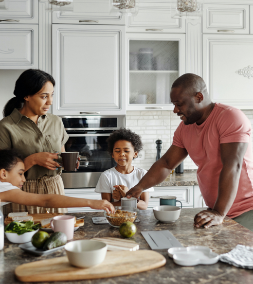 Family eating at dinner table