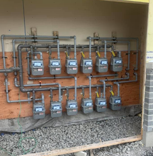 Gas meters unit outside a building